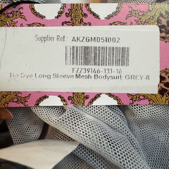 NWT BOOHOO Tie Dye Mesh Sheer Bodysuit Size 4 - Picture 7 of 7